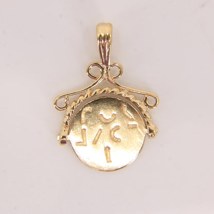 Vintage 9ct Hallmarked Gold Spinner Secret I Love You Pendant Charm Yellow Gold