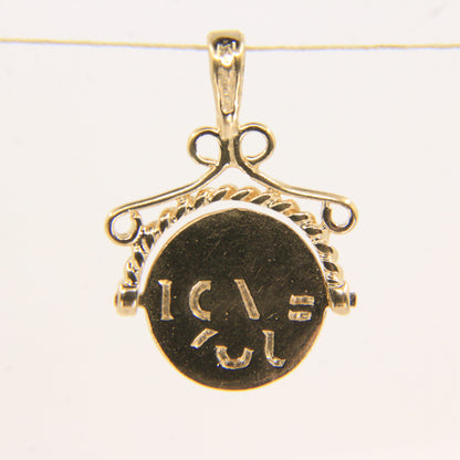 Vintage 9ct Hallmarked Gold Spinner Secret I Love You Pendant Charm Yellow Gold