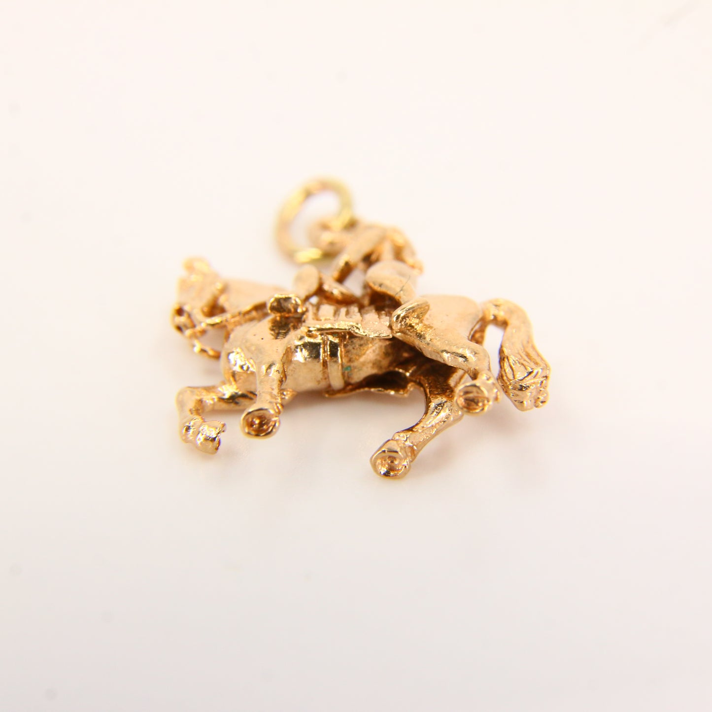 Vintage 9ct Gold Horse Riding Charm – Hallmarked Equestrian Pendant