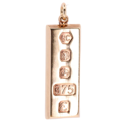 Vintage 9ct Hallmarked Sheffield 1979 Yellow Gold Ingot Pendant 29.6g
