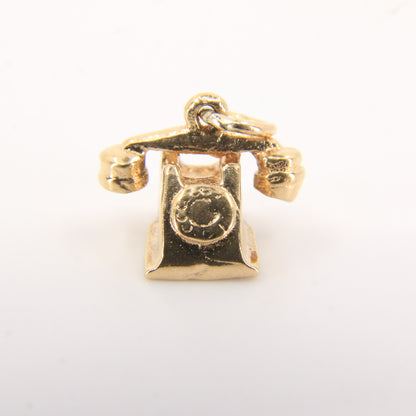 Vintage 9ct Hallmarked Gold Rotary Telephone Charm Pendant Retro Landline