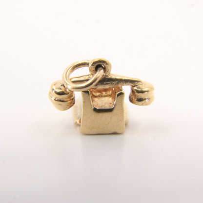 Vintage 9ct Hallmarked Gold Rotary Telephone Charm Pendant Retro Landline