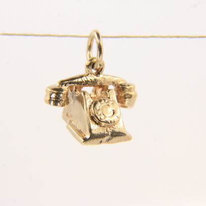 Vintage 9ct Hallmarked Gold Rotary Telephone Charm Pendant Retro Landline