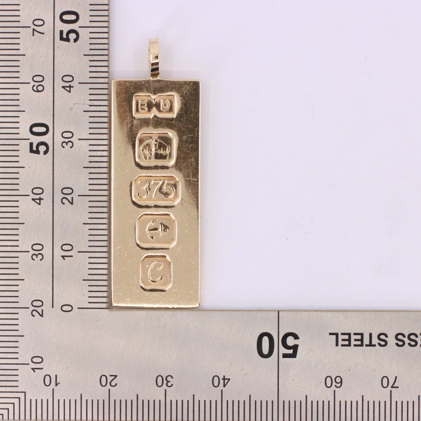 Vintage 9ct Hallmarked Birmingham 1977 Yellow Gold Ingot Pendant 15.6g