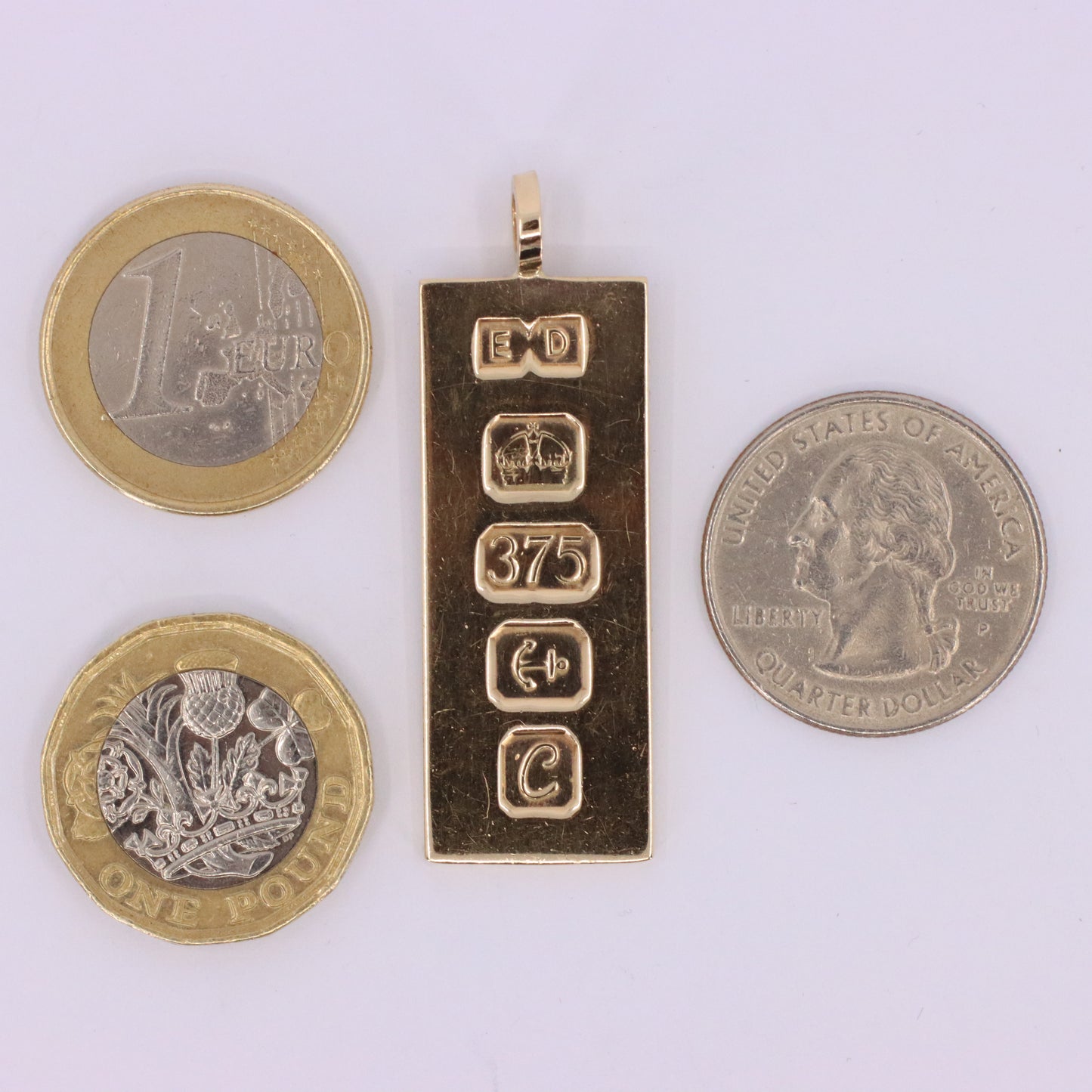 Vintage 9ct Hallmarked Birmingham 1977 Yellow Gold Ingot Pendant 15.6g