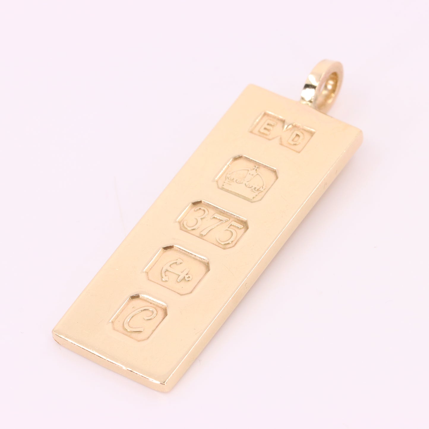 Vintage 9ct Hallmarked Birmingham 1977 Yellow Gold Ingot Pendant 15.6g