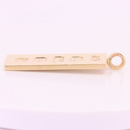 Vintage 9ct Hallmarked Birmingham 1977 Yellow Gold Ingot Pendant 15.6g