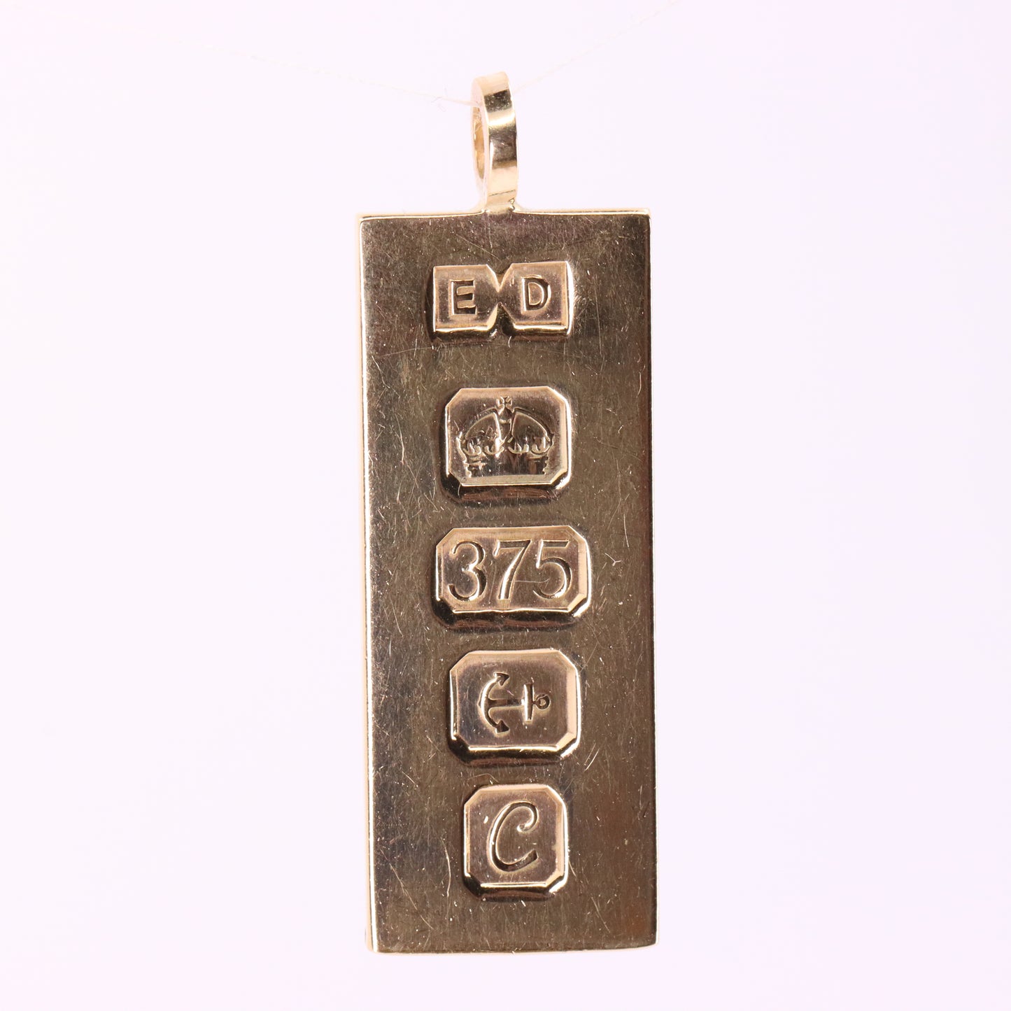 Vintage 9ct Hallmarked Birmingham 1977 Yellow Gold Ingot Pendant 15.6g