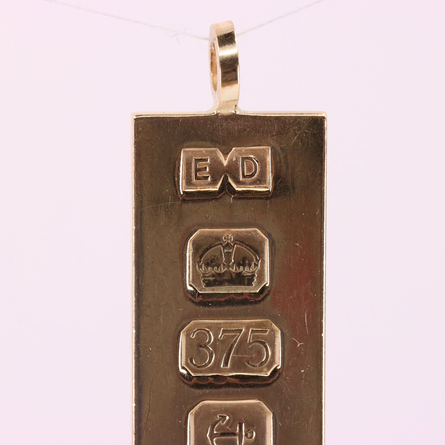 Vintage 9ct Hallmarked Birmingham 1977 Yellow Gold Ingot Pendant 15.6g