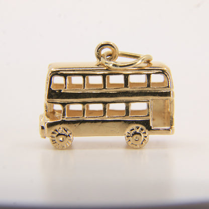 Vintage 9ct Hallmarked Gold British Bus Charm Pendant London Travel Gift