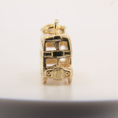 Vintage 9ct Hallmarked Gold British Bus Charm Pendant London Travel Gift