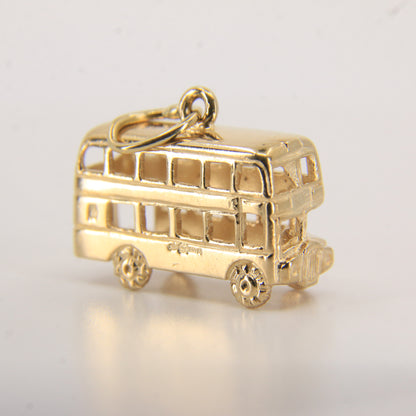 Vintage 9ct Hallmarked Gold British Bus Charm Pendant London Travel Gift