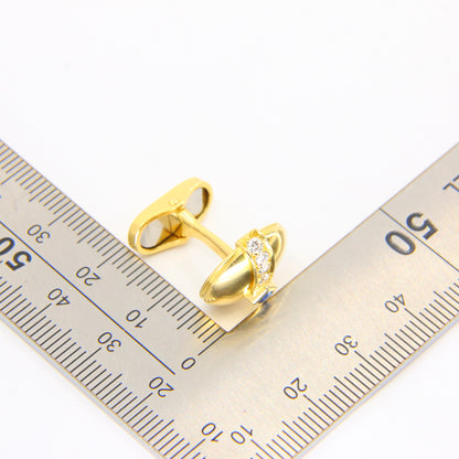 Vintage Diamond Sapphire 18 Carat Yellow Gold Mecan Elde Shirt Studs