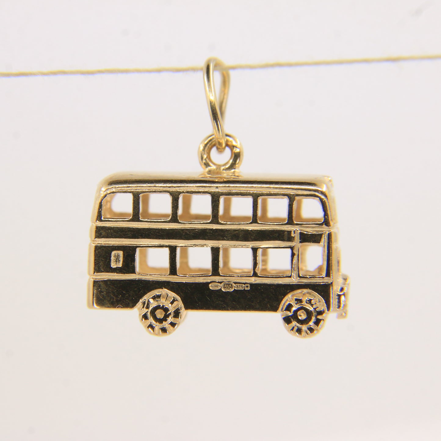 Vintage 9ct Hallmarked Gold British Bus Charm Pendant London Travel Gift