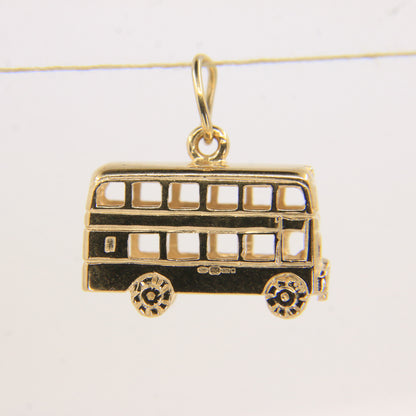 Vintage 9ct Hallmarked Gold British Bus Charm Pendant London Travel Gift