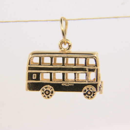 Vintage 9ct Hallmarked Gold British Bus Charm Pendant London Travel Gift