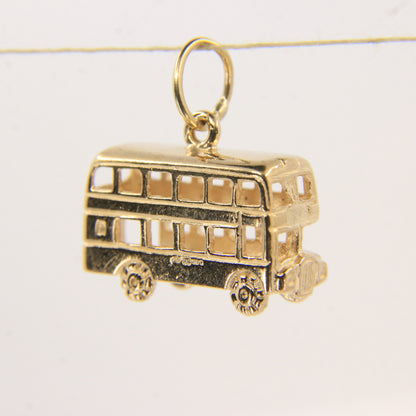 Vintage 9ct Hallmarked Gold British Bus Charm Pendant London Travel Gift