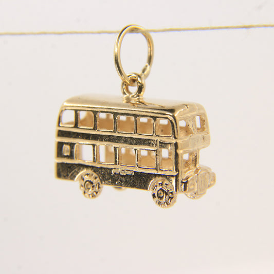 Vintage 9ct Hallmarked Gold British Bus Charm Pendant London Travel Gift