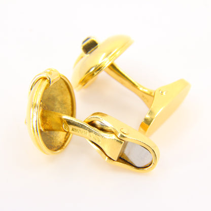 Vintage Diamond Sapphire 18 Carat Yellow Gold Mecan Elde Shirt Studs