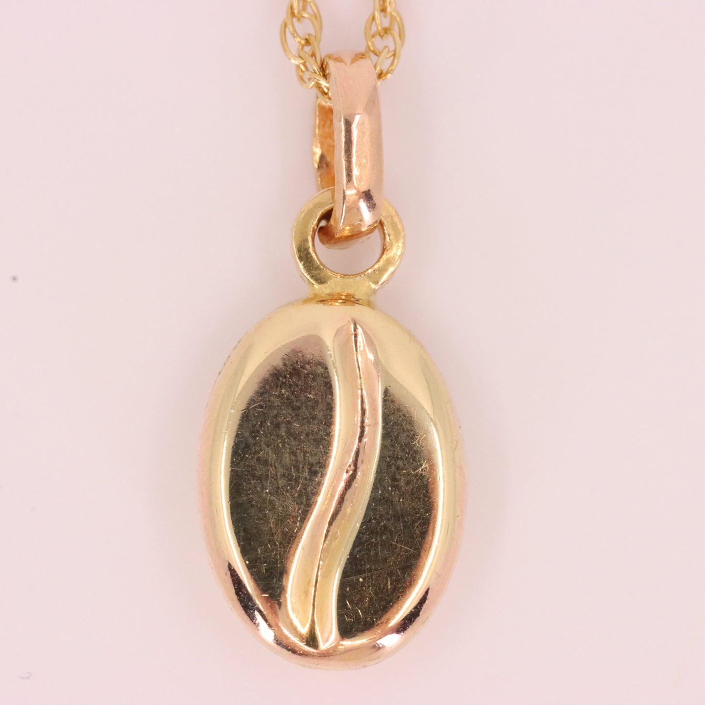 Vintage 9ct Yellow Gold Coffee Bean Jewellery Set Pendant Necklace Earrings Boxed Gift