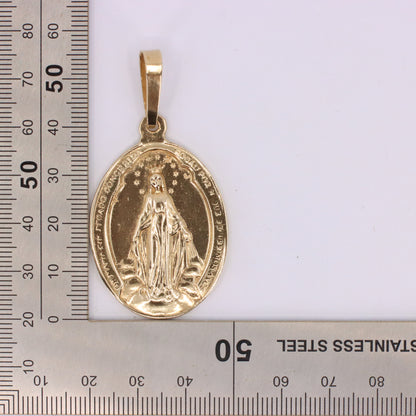 Vintage 9ct Hallmarked Yellow Gold Virgin Mary Religious Pendant Catholic Charm