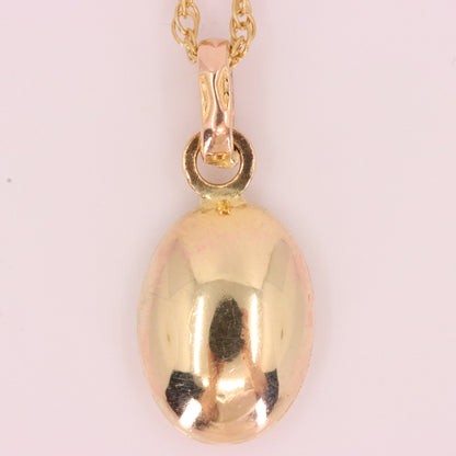 Vintage 9ct Yellow Gold Coffee Bean Jewellery Set Pendant Necklace Earrings Boxed Gift
