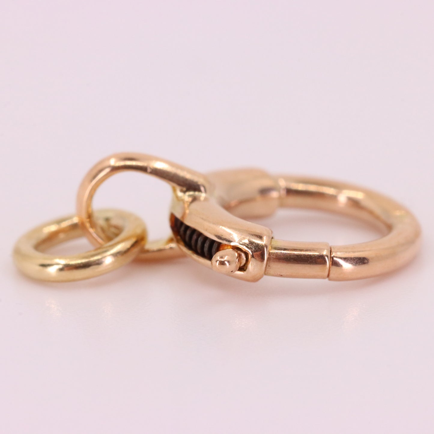 Antique 9ct Rose Gold Spring Ring Clasp Charm Pendant Holder Jewellery Finding