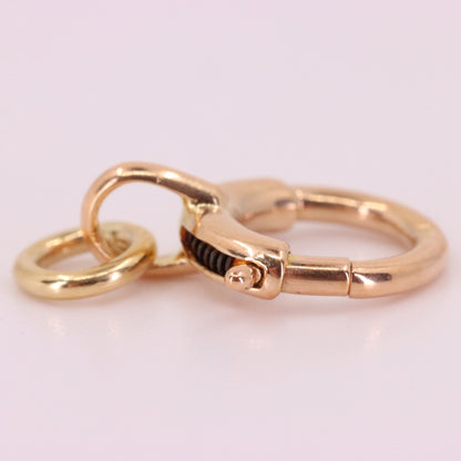 Antique 9ct Rose Gold Spring Ring Clasp Charm Pendant Holder Jewellery Finding