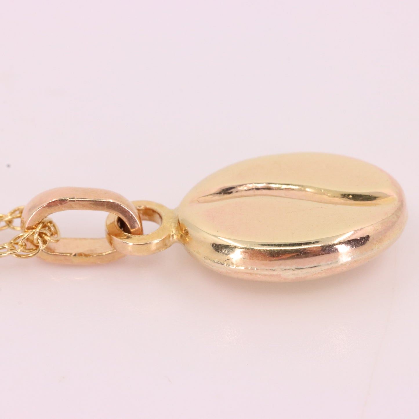 Vintage 9ct Yellow Gold Coffee Bean Jewellery Set Pendant Necklace Earrings Boxed Gift