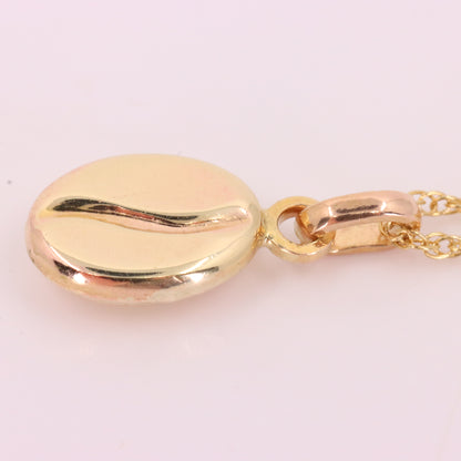 Vintage 9ct Yellow Gold Coffee Bean Jewellery Set Pendant Necklace Earrings Boxed Gift