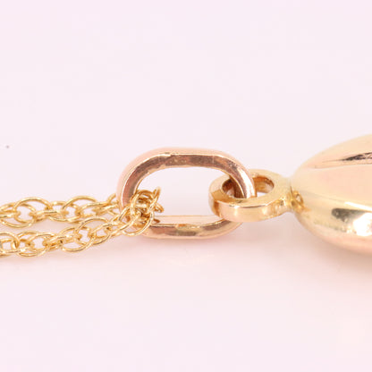 Vintage 9ct Yellow Gold Coffee Bean Jewellery Set Pendant Necklace Earrings Boxed Gift