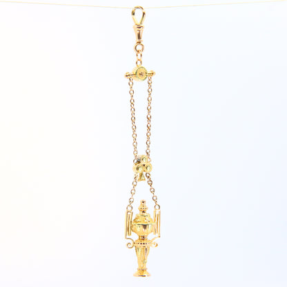 Antique 18k Victorian Albertina Pocket Watch Chain Fob Hanging Urn Yellow Gold Watch Guard Chain