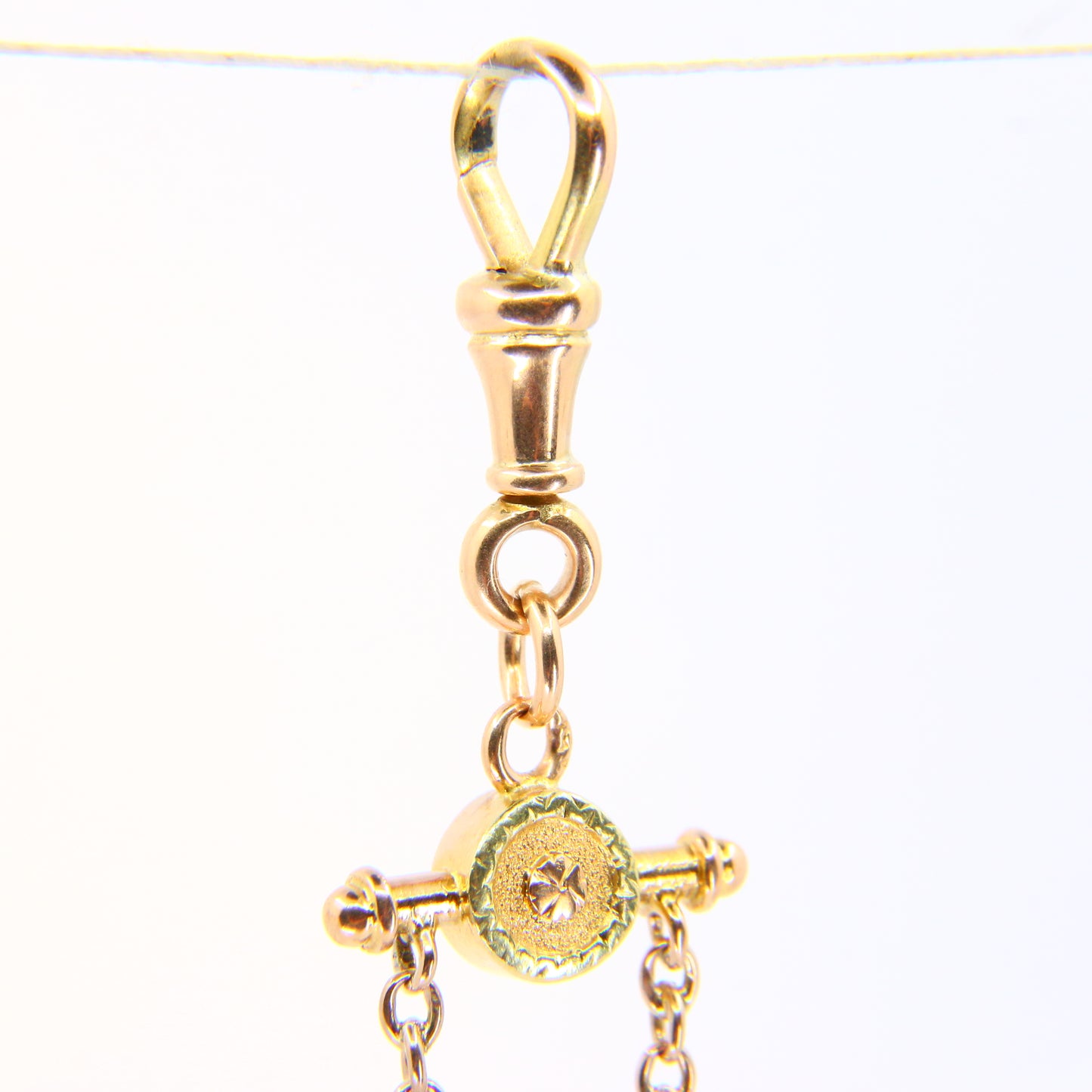 Antique 18k Victorian Albertina Pocket Watch Chain Fob Hanging Urn Yellow Gold Watch Guard Chain