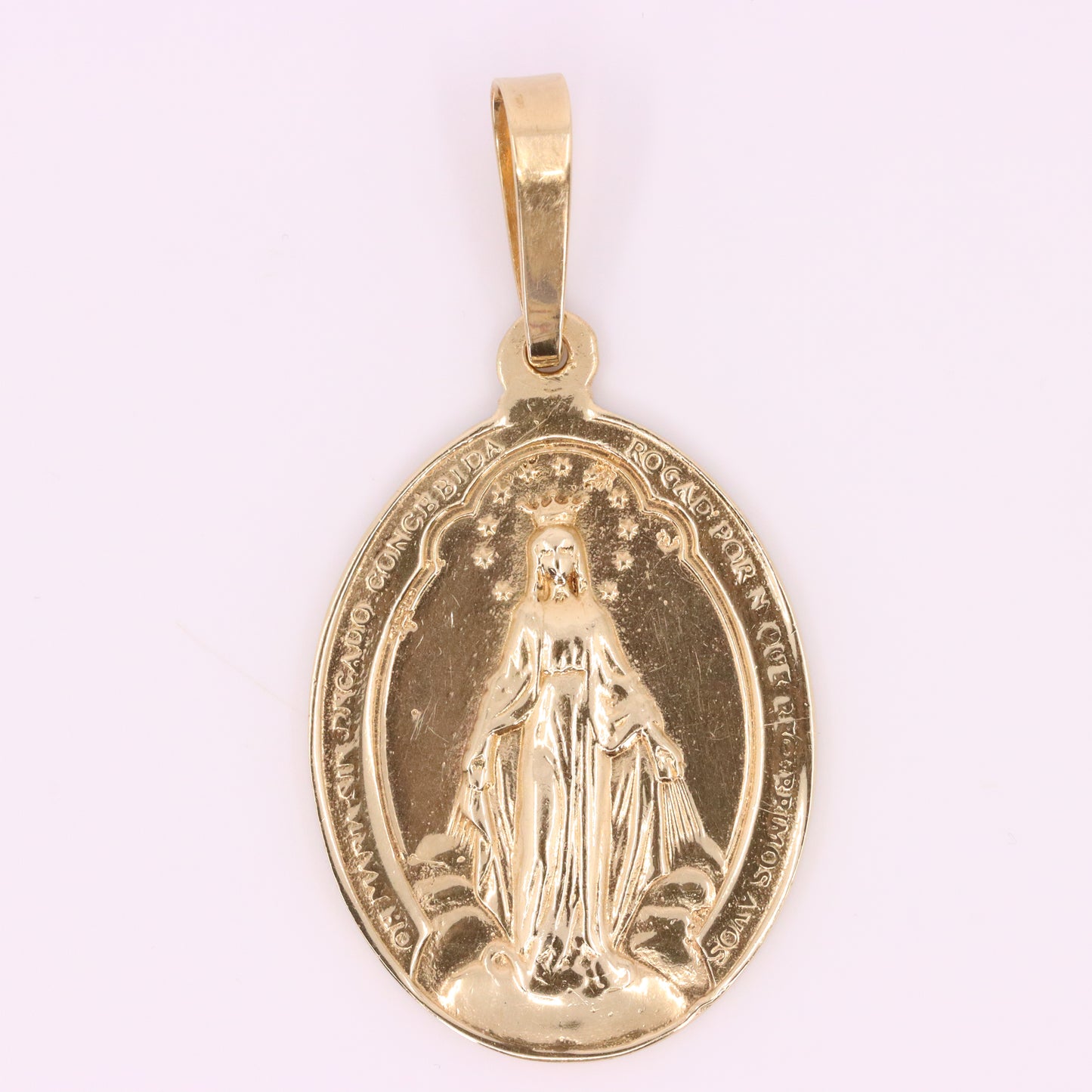 Vintage 9ct Hallmarked Yellow Gold Virgin Mary Religious Pendant Catholic Charm