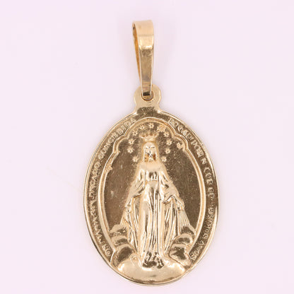 Vintage 9ct Hallmarked Yellow Gold Virgin Mary Religious Pendant Catholic Charm