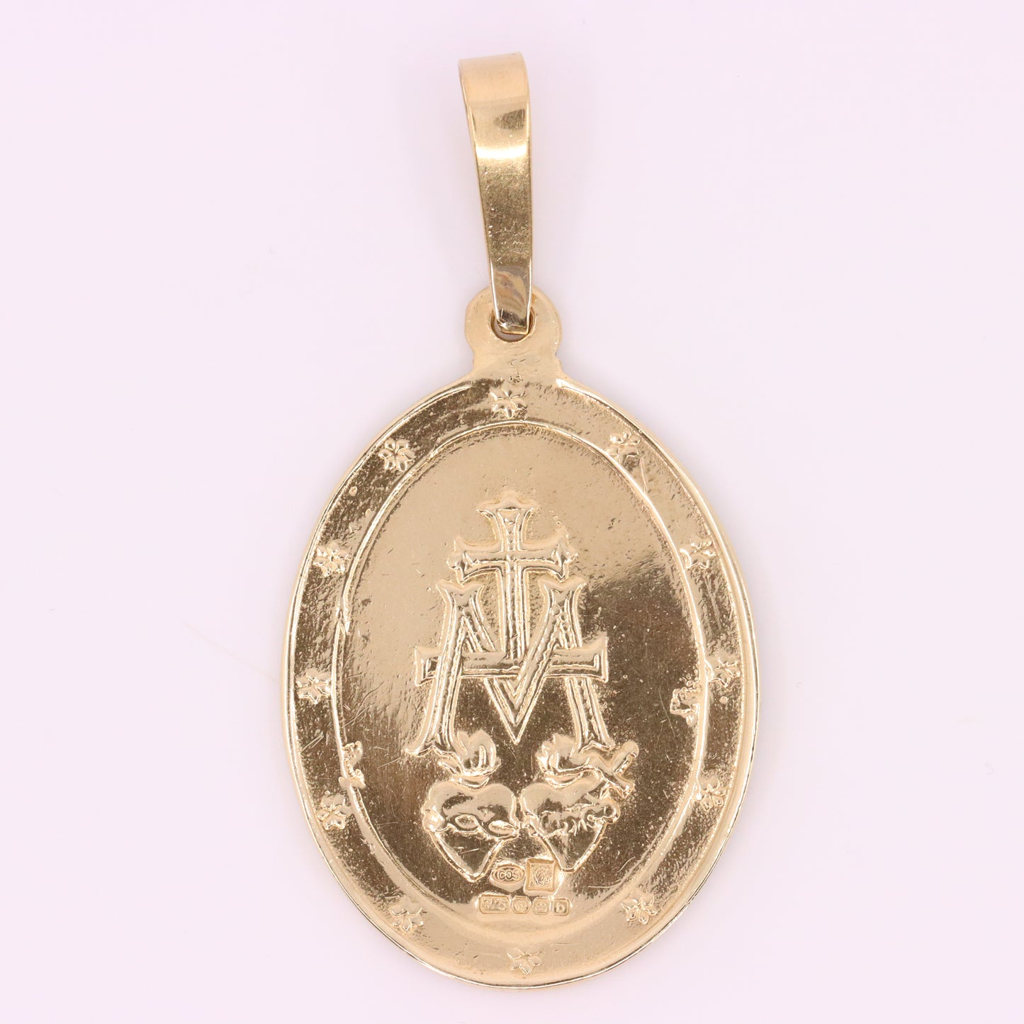 Vintage 9ct Hallmarked Yellow Gold Virgin Mary Religious Pendant Catholic Charm