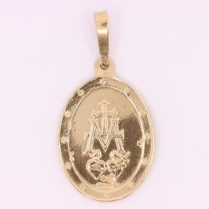 Vintage 9ct Hallmarked Yellow Gold Virgin Mary Religious Pendant Catholic Charm