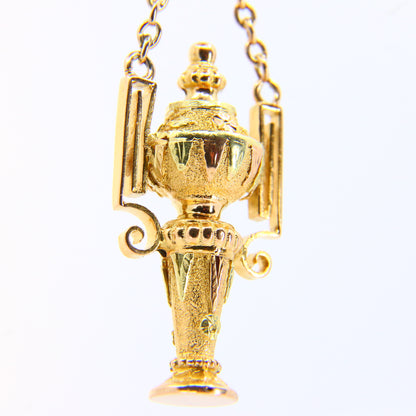 Antique 18k Victorian Albertina Pocket Watch Chain Fob Hanging Urn Yellow Gold Watch Guard Chain