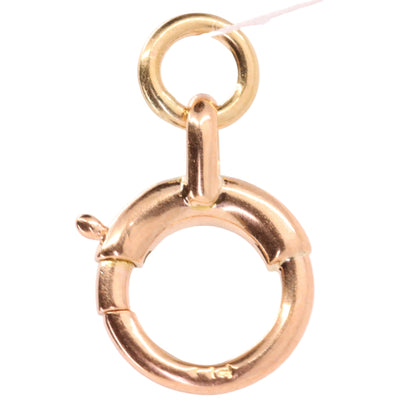 Antique 9ct Rose Gold Spring Ring Clasp Charm Pendant Holder Jewellery Finding