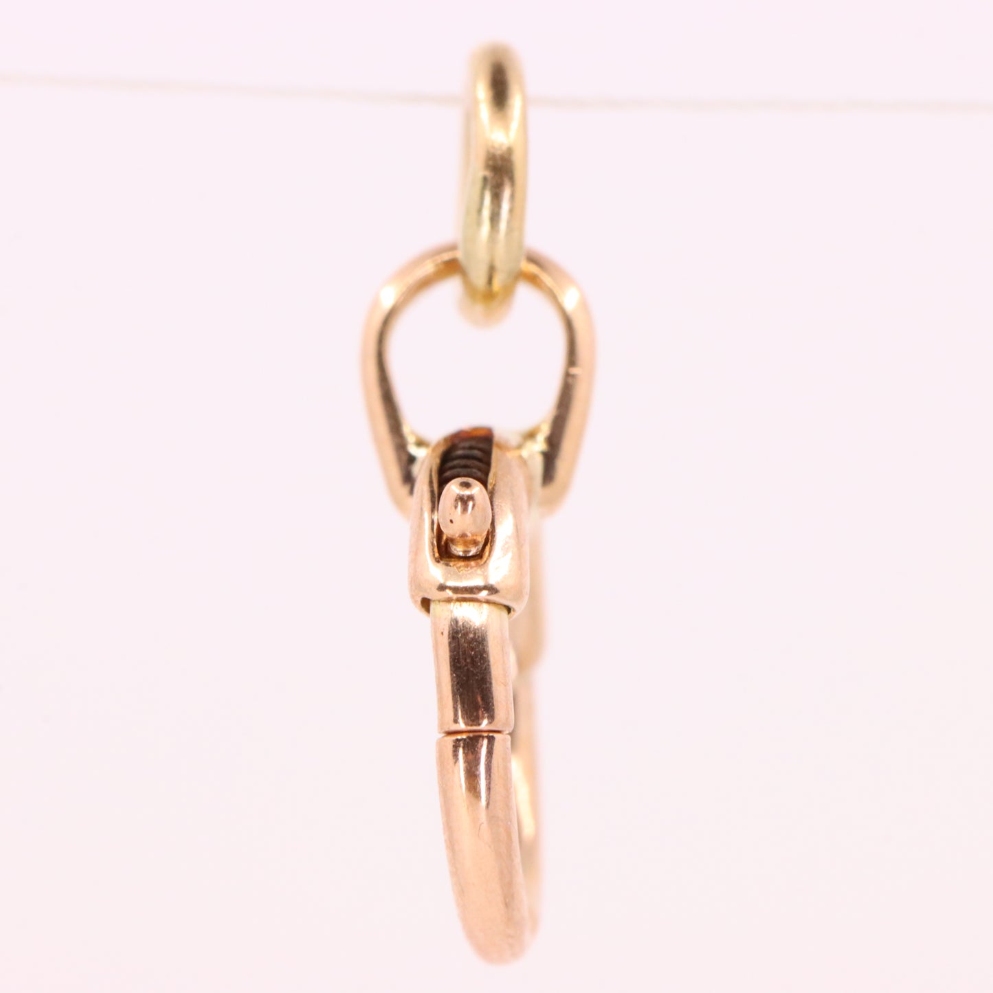 Antique 9ct Rose Gold Spring Ring Clasp Charm Pendant Holder Jewellery Finding