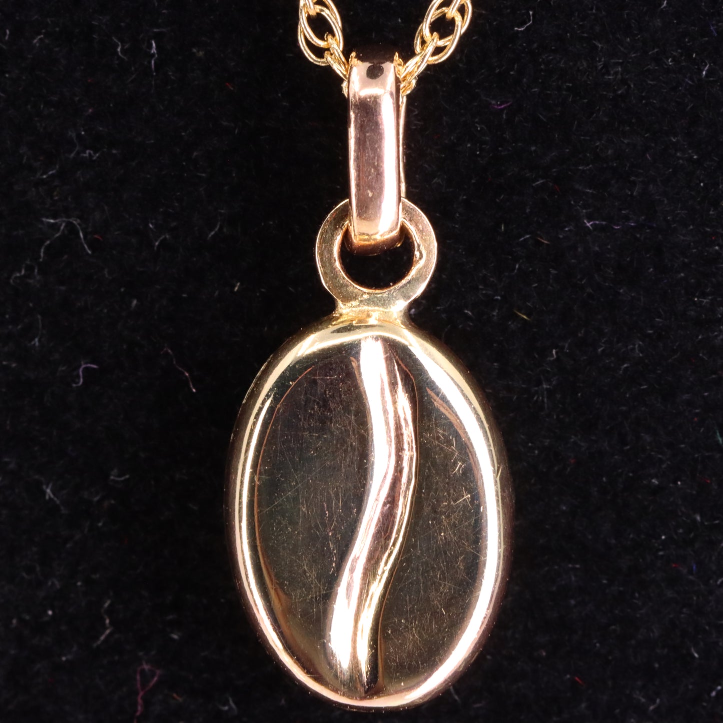 Vintage 9ct Yellow Gold Coffee Bean Jewellery Set Pendant Necklace Earrings Boxed Gift