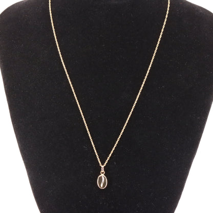Vintage 9ct Yellow Gold Coffee Bean Jewellery Set Pendant Necklace Earrings Boxed Gift