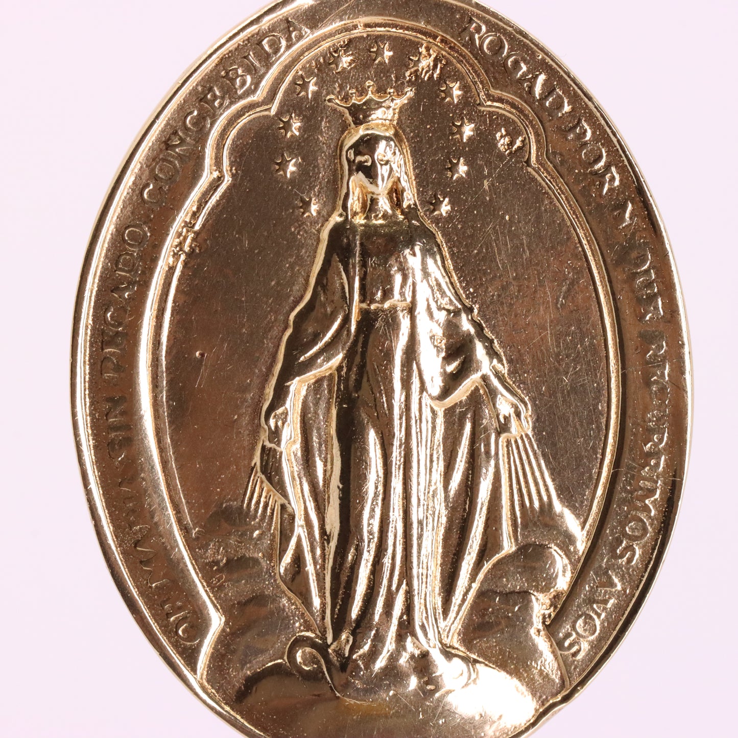 Vintage 9ct Hallmarked Yellow Gold Virgin Mary Religious Pendant Catholic Charm