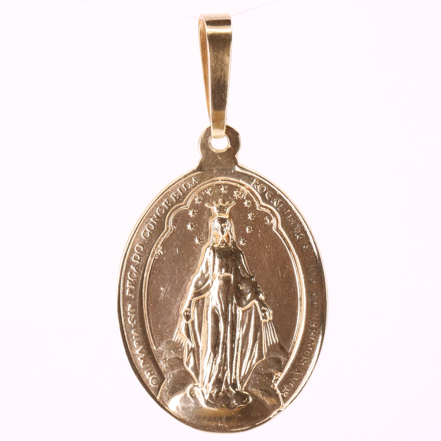 Vintage 9ct Hallmarked Yellow Gold Virgin Mary Religious Pendant Catholic Charm