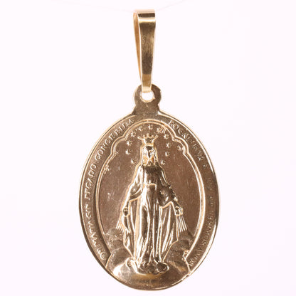 Vintage 9ct Hallmarked Yellow Gold Virgin Mary Religious Pendant Catholic Charm