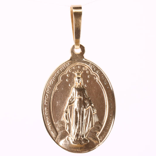 Vintage 9ct Hallmarked Yellow Gold Virgin Mary Religious Pendant Catholic Charm