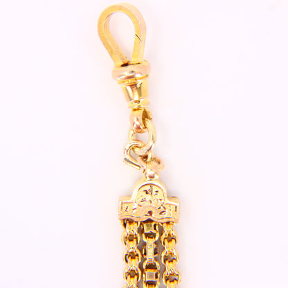 Antique 9ct Victorian Albertina 9 Carat Yellow Gold Floral Pattern Watch Chain