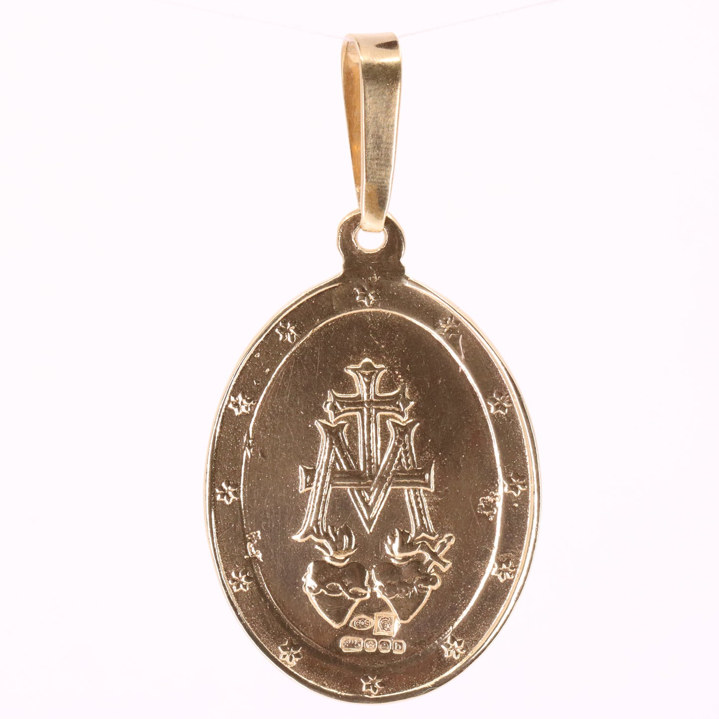 Vintage 9ct Hallmarked Yellow Gold Virgin Mary Religious Pendant Catholic Charm