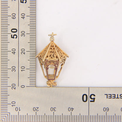 Vintage 9ct Hallmarked Gold Lantern Pendant Pearl Set 9 Carat Charm Gift