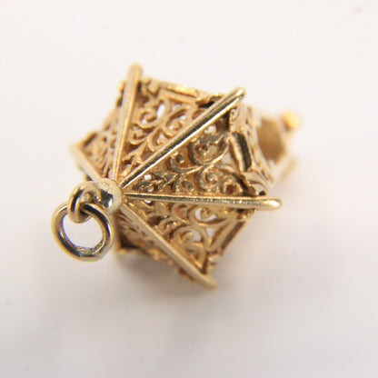 Vintage 9ct Hallmarked Gold Lantern Pendant Pearl Set 9 Carat Charm Gift